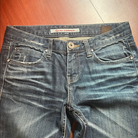 Hot Pepper Korean designer Women's Straight Leg Jeans in Dark Blue - Picture 5 of 14